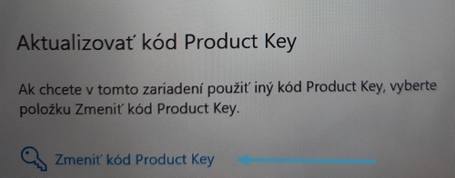 aktualizovat produktovy kluc